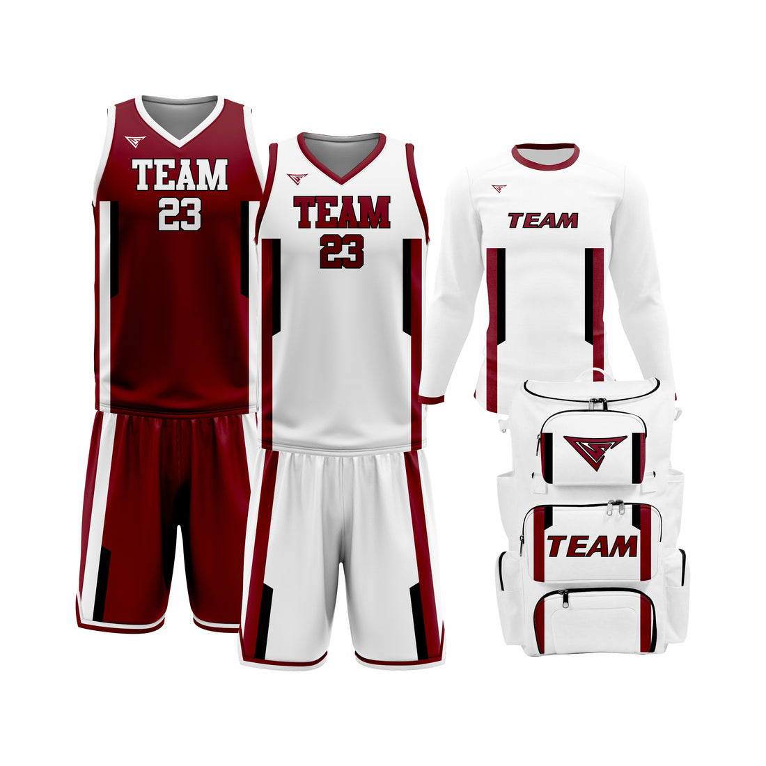 Custom Maroon White Basketball Team Uniform Package - All-Star