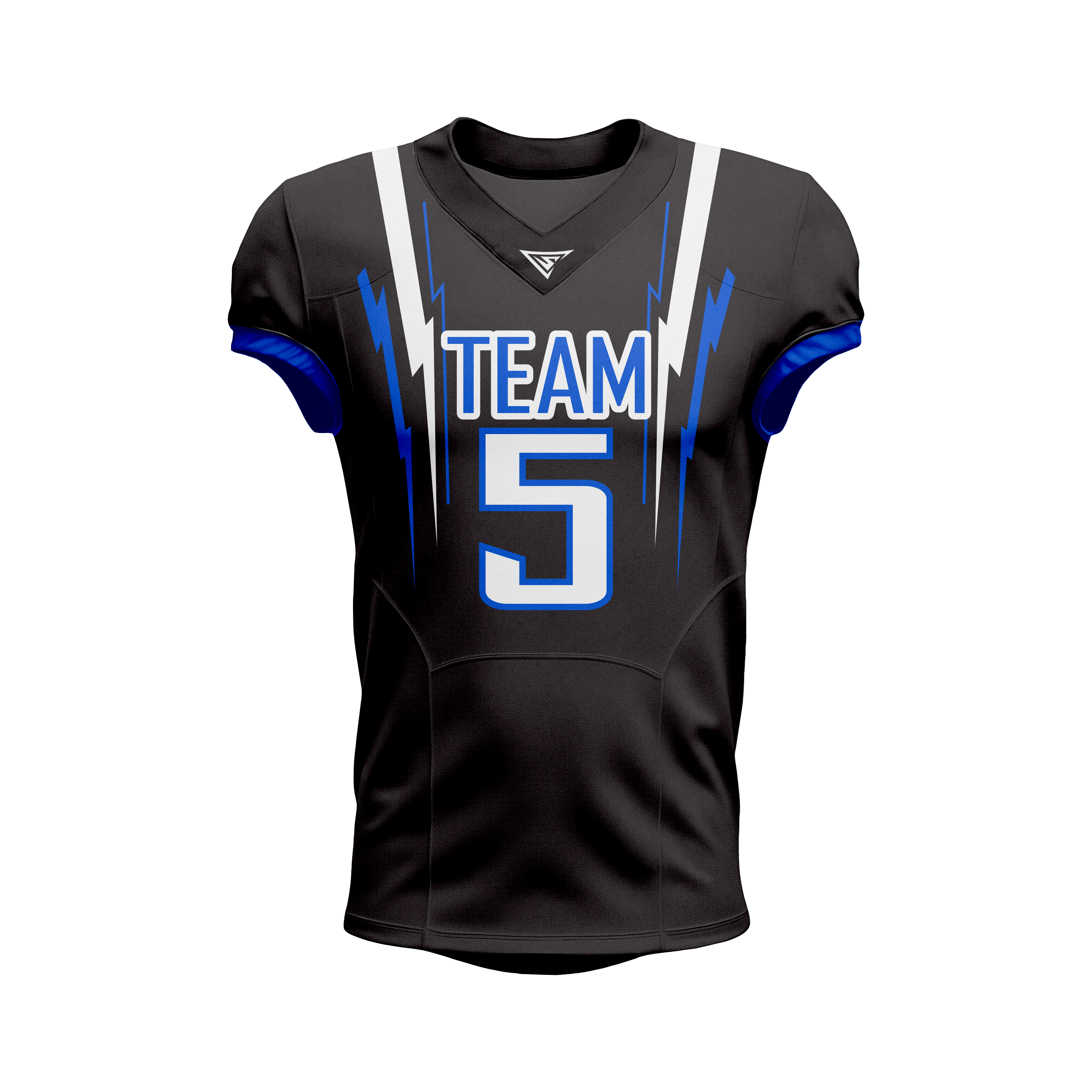 Custom Black, Blue & White American Football Jersey