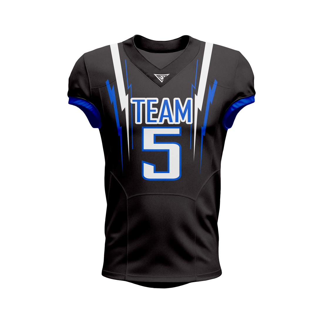 Custom Black, Blue & White American Football Jersey