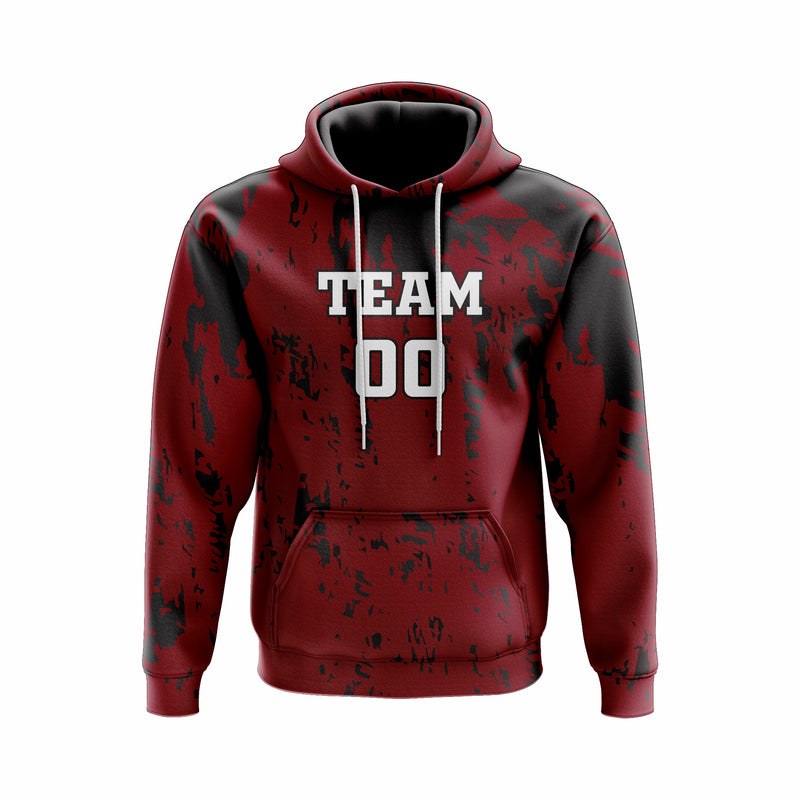 Custom Stitched Burgundy Black-White Pullover Sweatshirt Hoodie