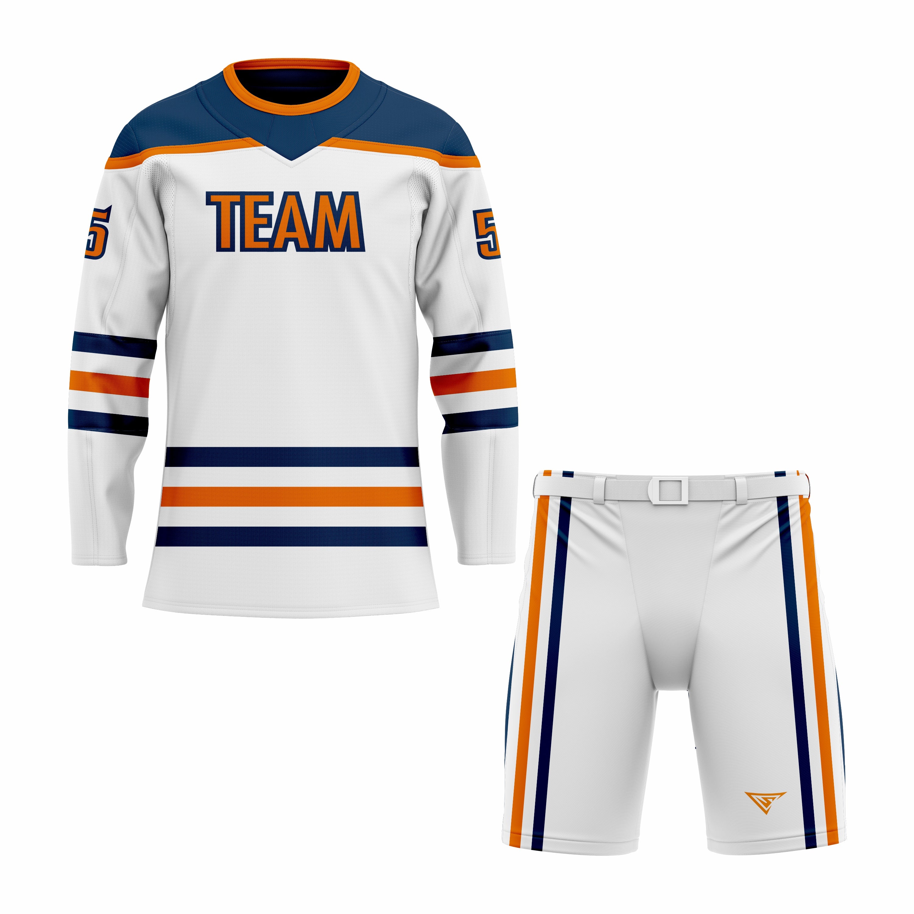 CUSTOM BLUE WHITE MUSTARD HOCKEY UNIFORM