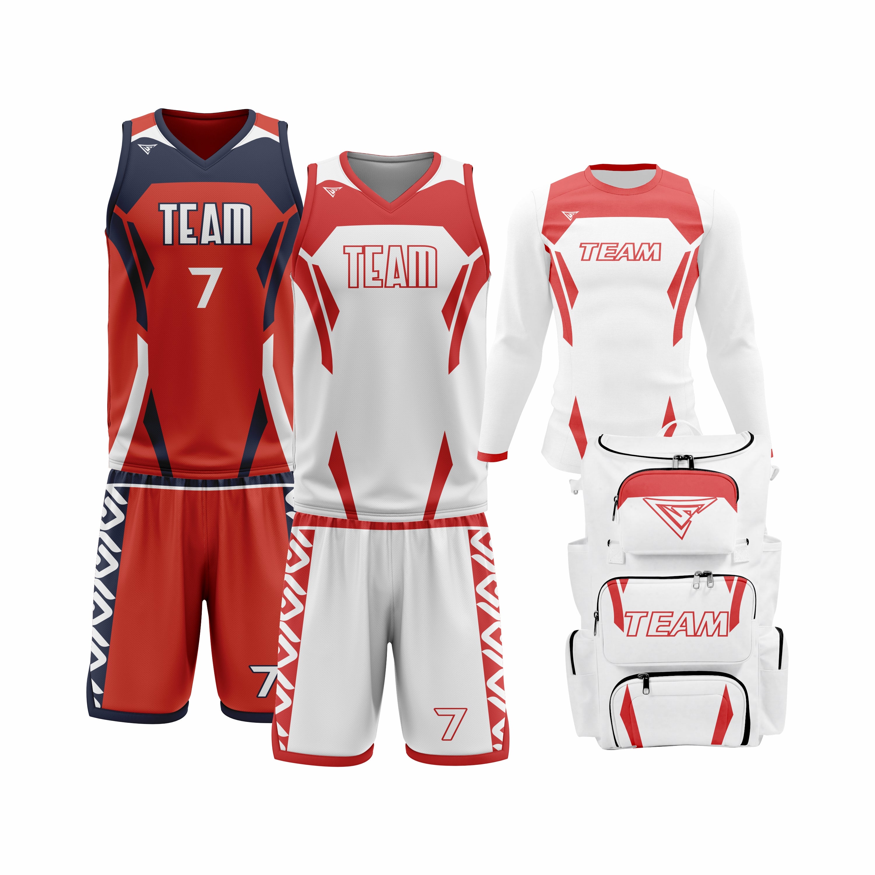 Custom Red White Basketball Team Uniform Package - All-Star