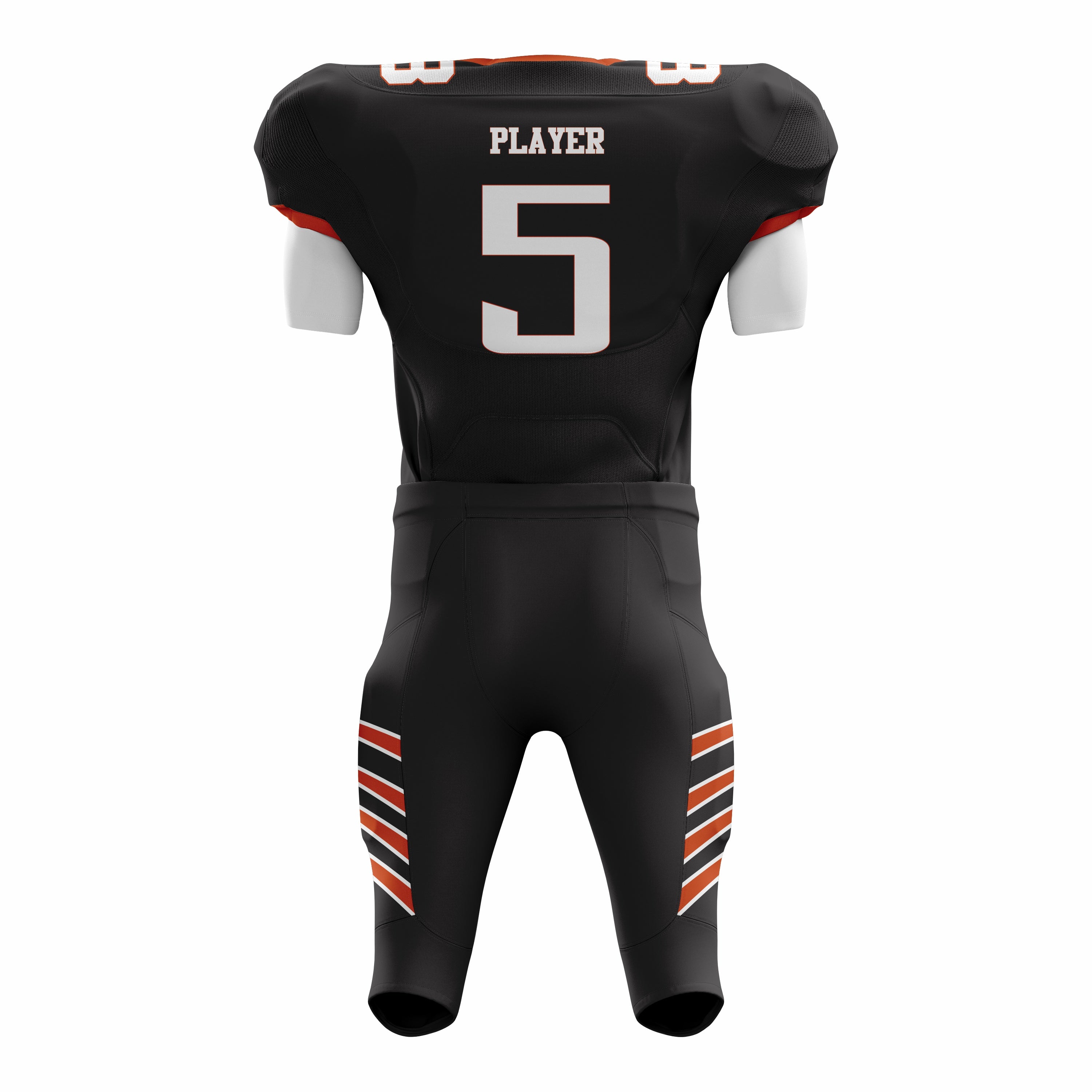 Custom Black Red American Football Uniforms with Integrated Pads