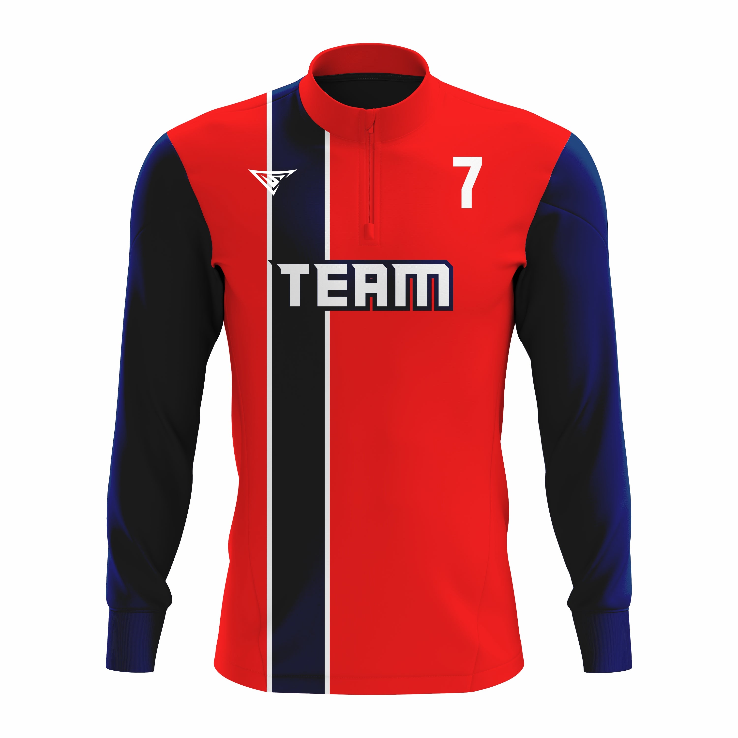 Custom Red & Dark Blue ¼ ZIP LONG SLEEVE WARM UP SOFTBALL JACKET