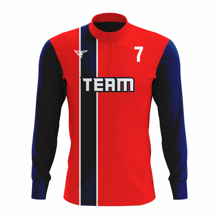Custom Red & Dark Blue ¼ ZIP LONG SLEEVE CAGE JACKET