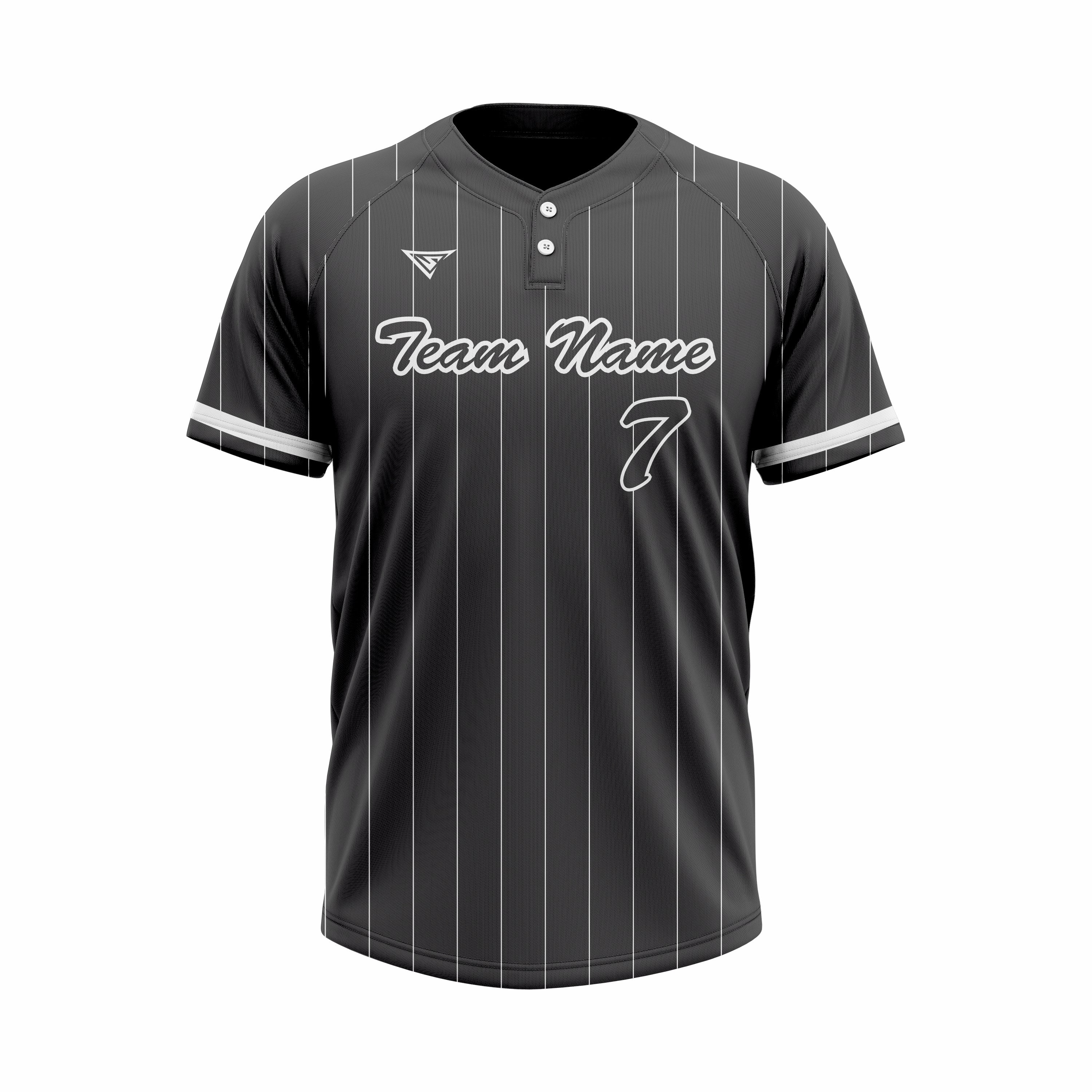 Custom Black & White Authentic Baseball two Buttons Jersey