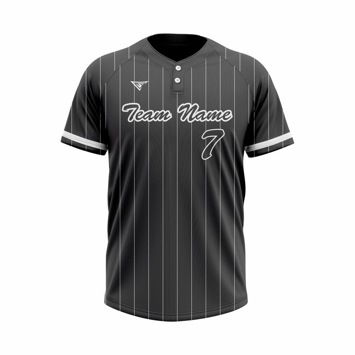 Custom Black & White Authentic Baseball two Buttons Jersey
