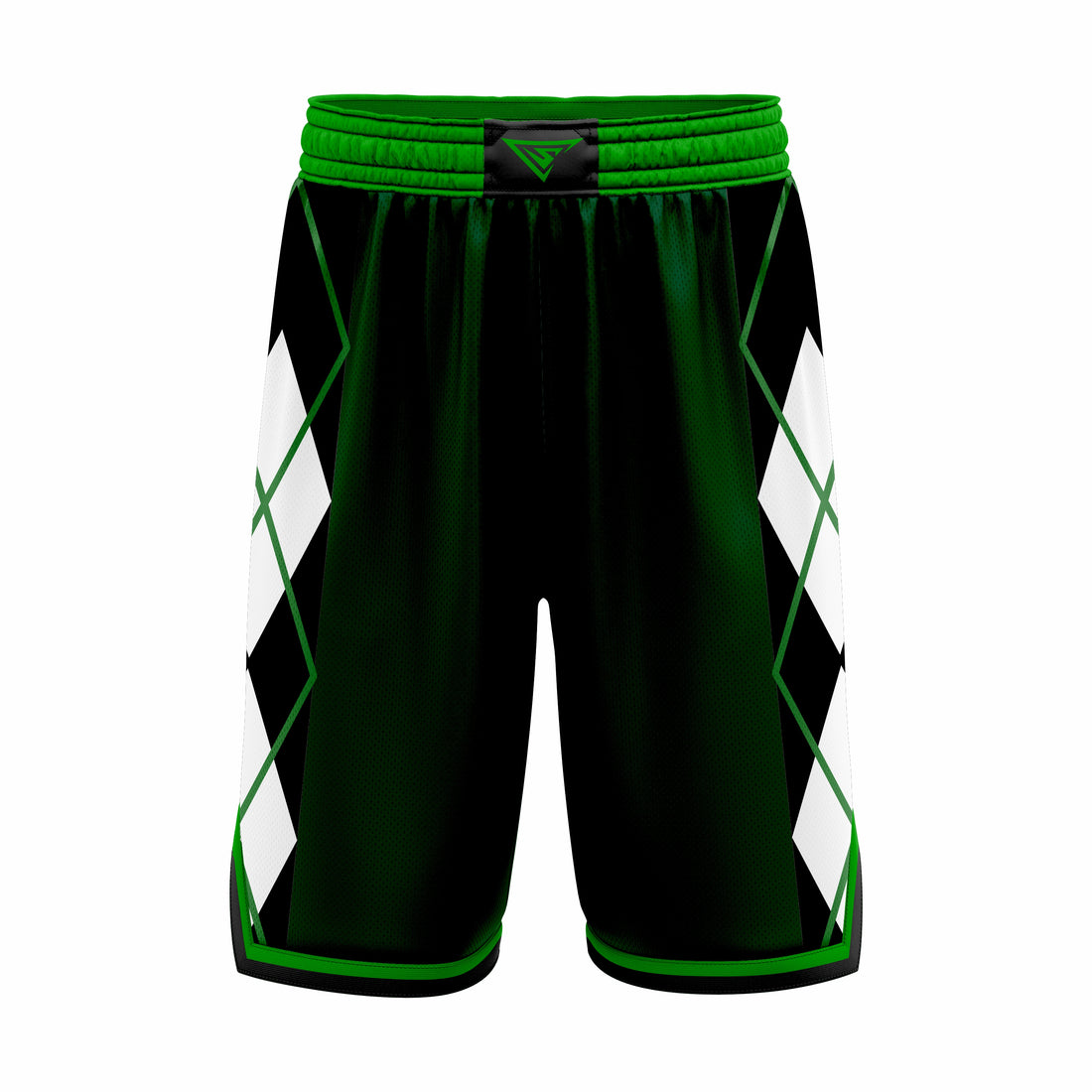 Custom Black, Green & White Authentic Basketball Shorts