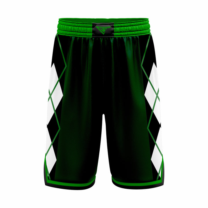 Custom Black, Green & White Authentic Basketball Shorts