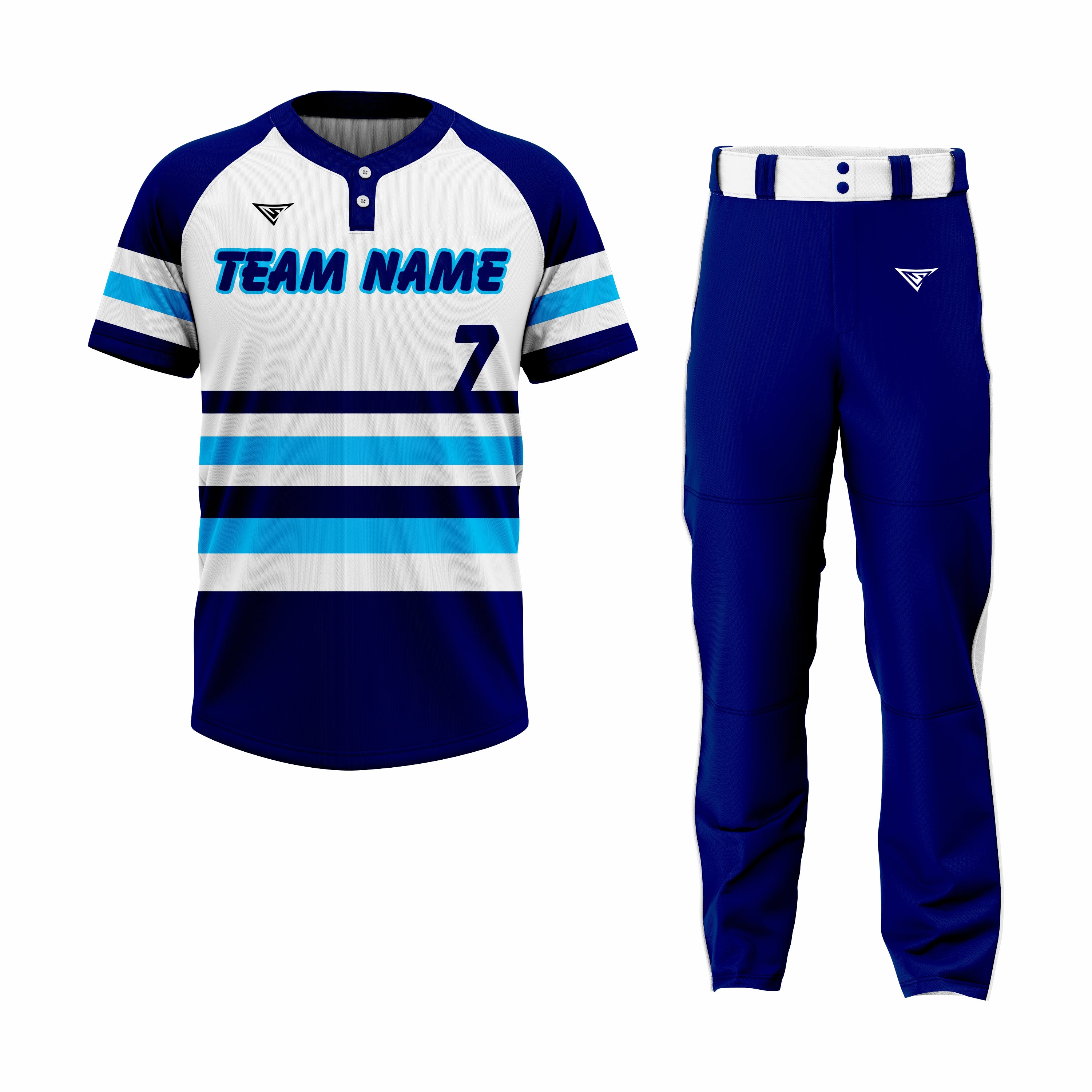 Custom Dark Blue, Blue & White Authentic Softball Uniform