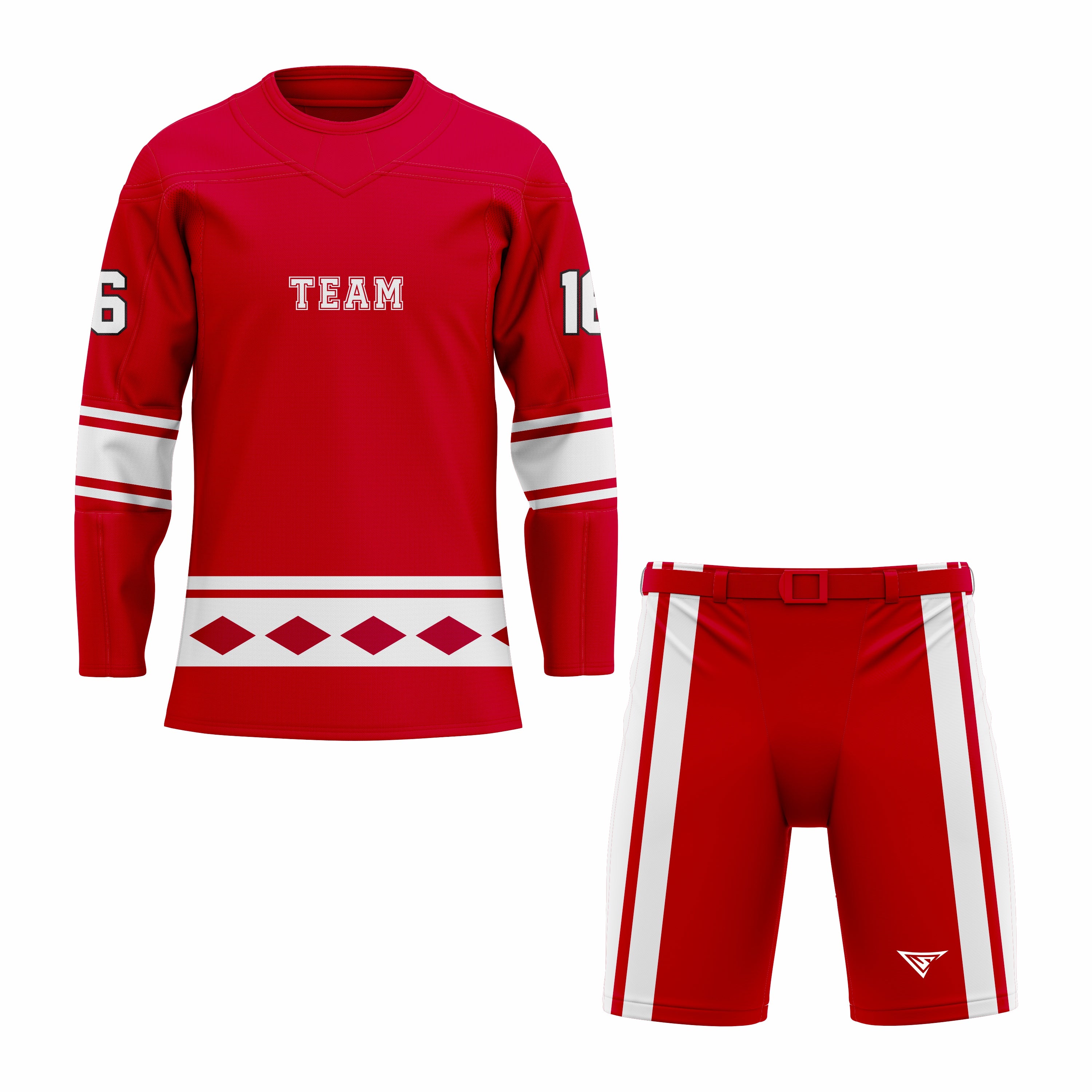 CUSTOM WHITE RED HOCKEY UNIFORM
