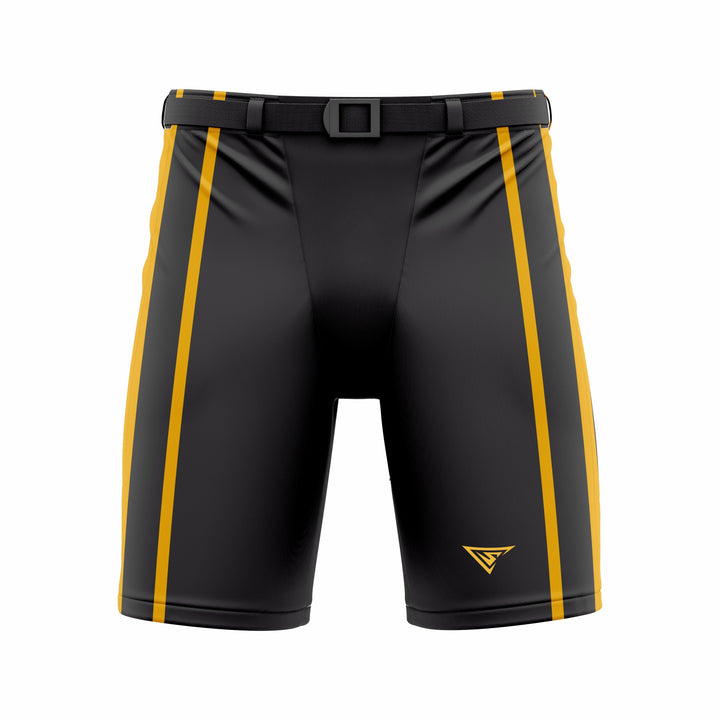 Custom Black Yellow Hockey Shell Short