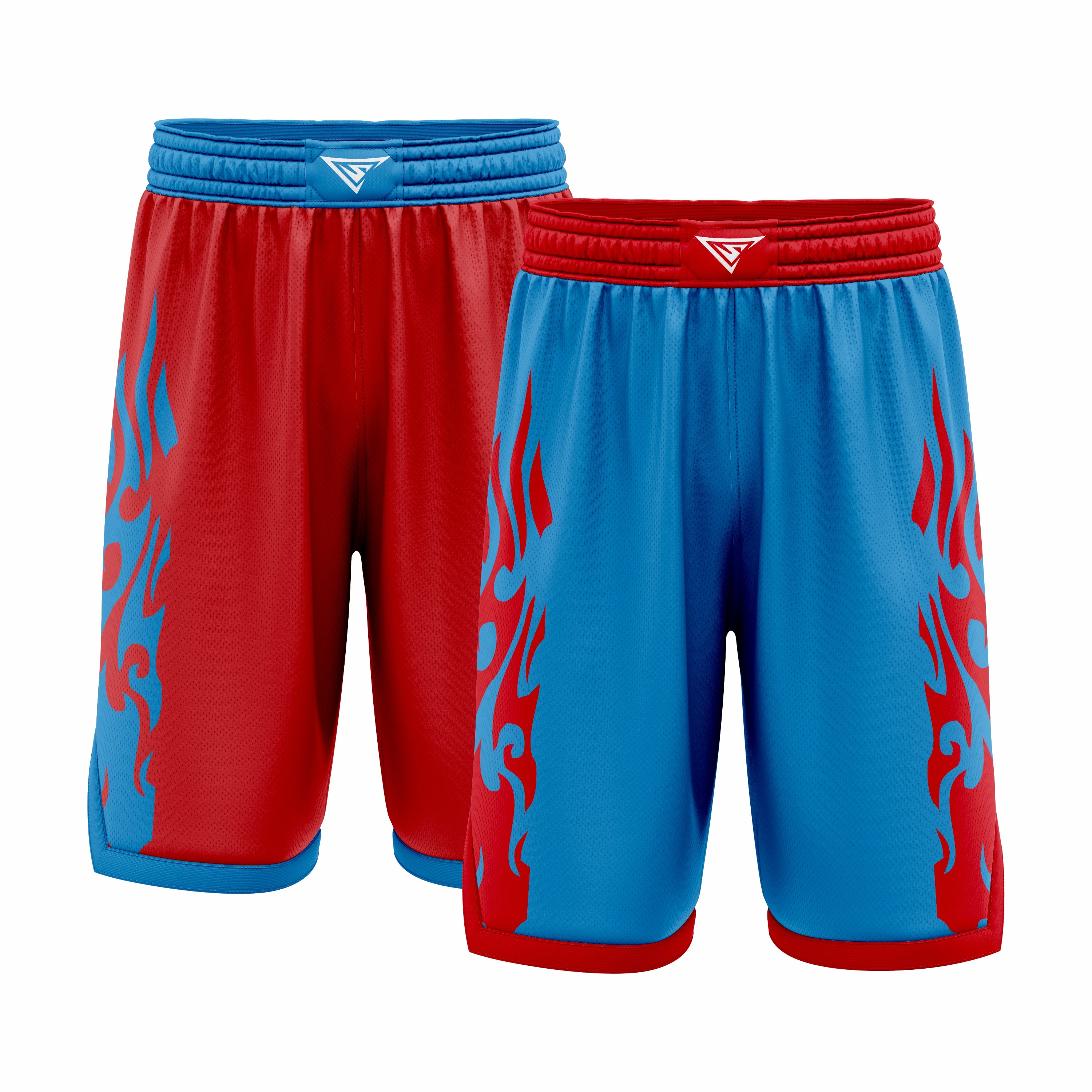 Custom Red & Blue Reversible Double Side Sublimation Basketball Short