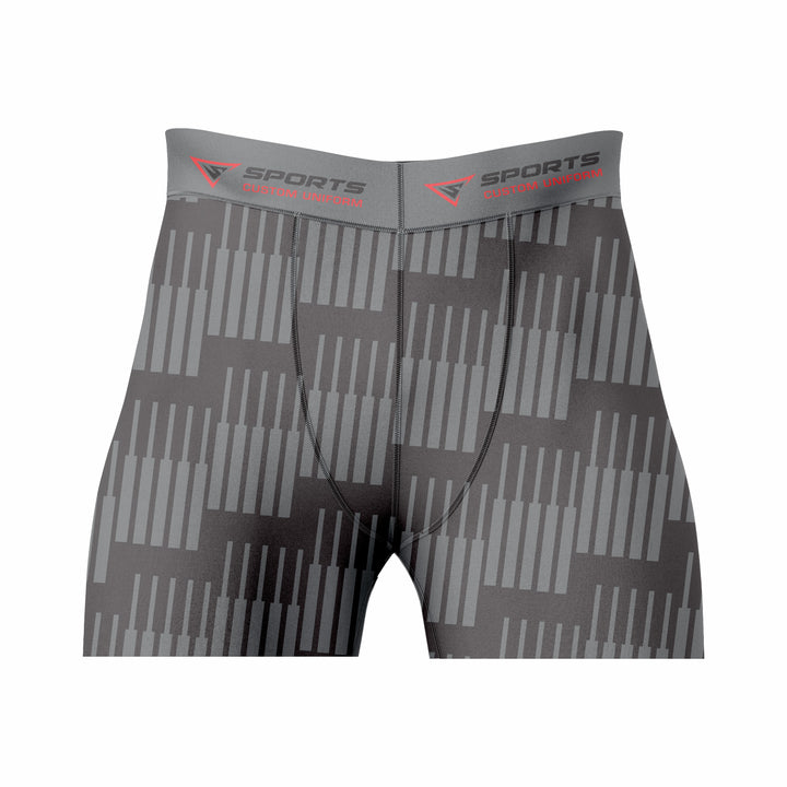 Custom Gray Black Authentic Compression Short