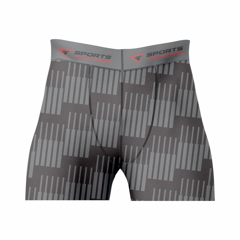 Custom Gray Black Authentic Compression Short