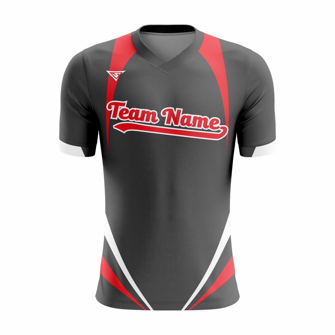 Custom Black, Red & White V-Neck Softball Jerseys