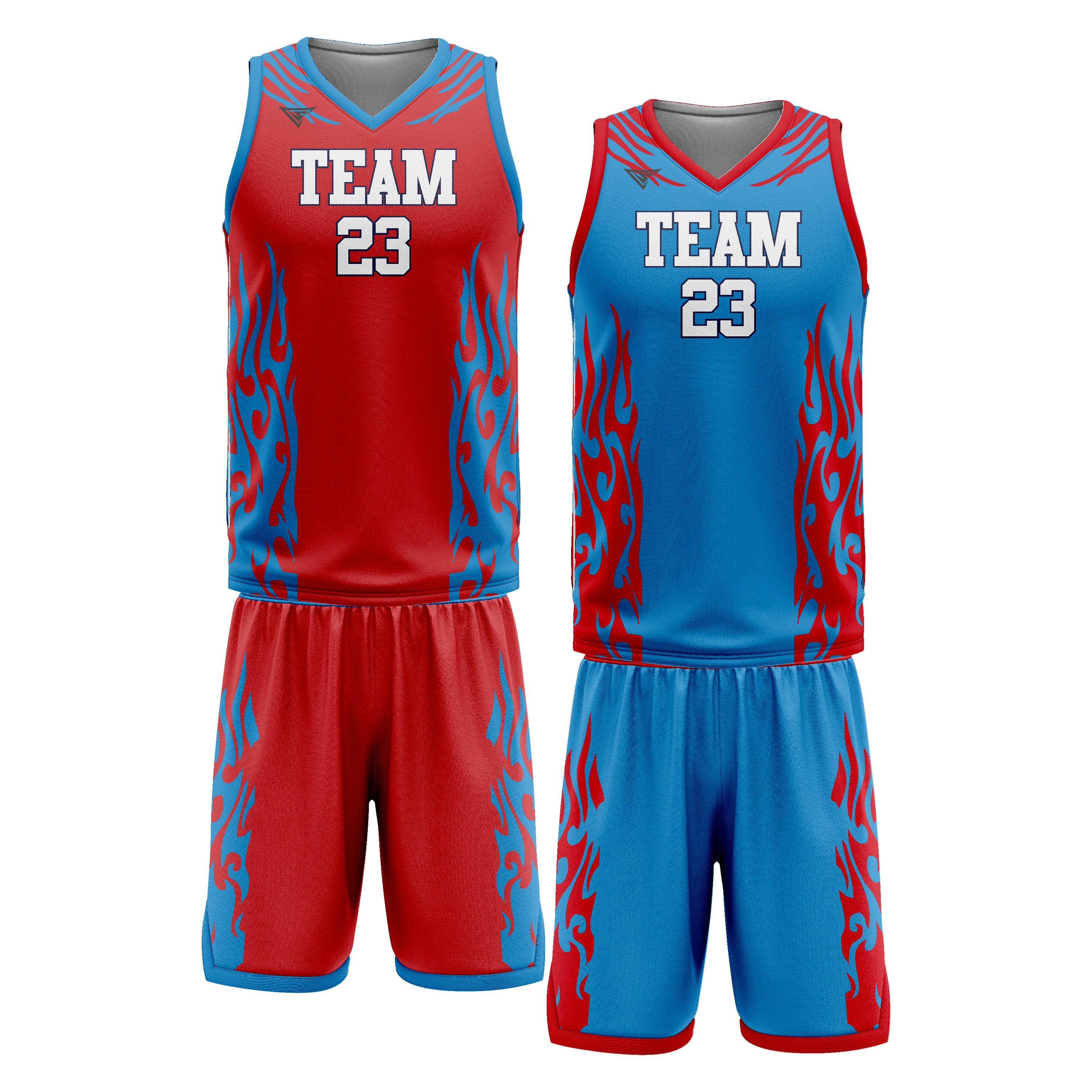 Custom Blue Red white Double Side Basketball Uniform Set | Sports Custom Uniform