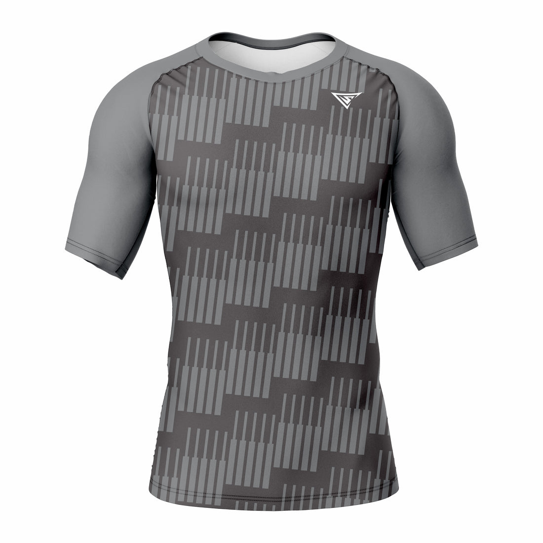 Custom Gray Black white Authentic Short Sleeve Compression Shirt