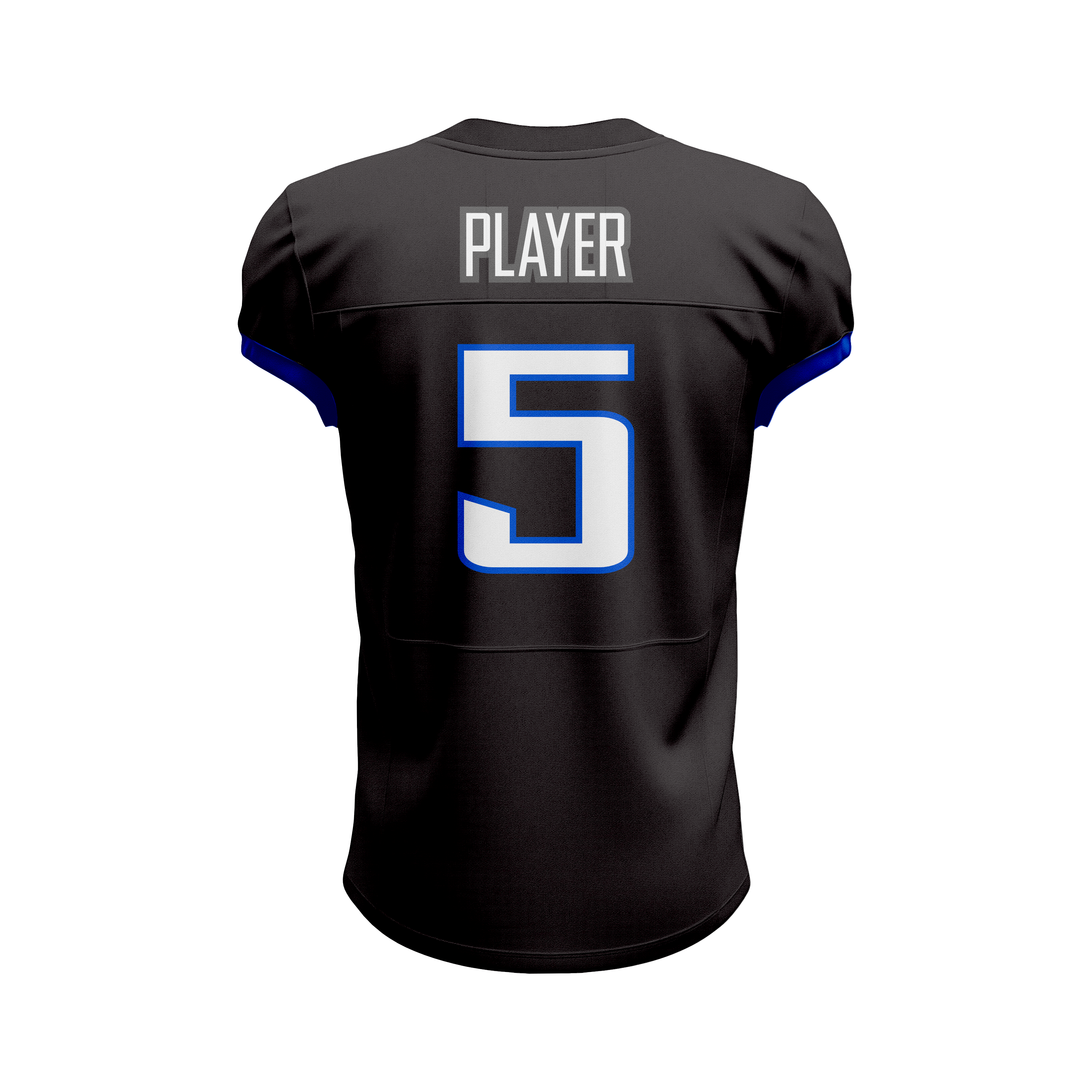 Custom Black, Blue & White American Football Jersey