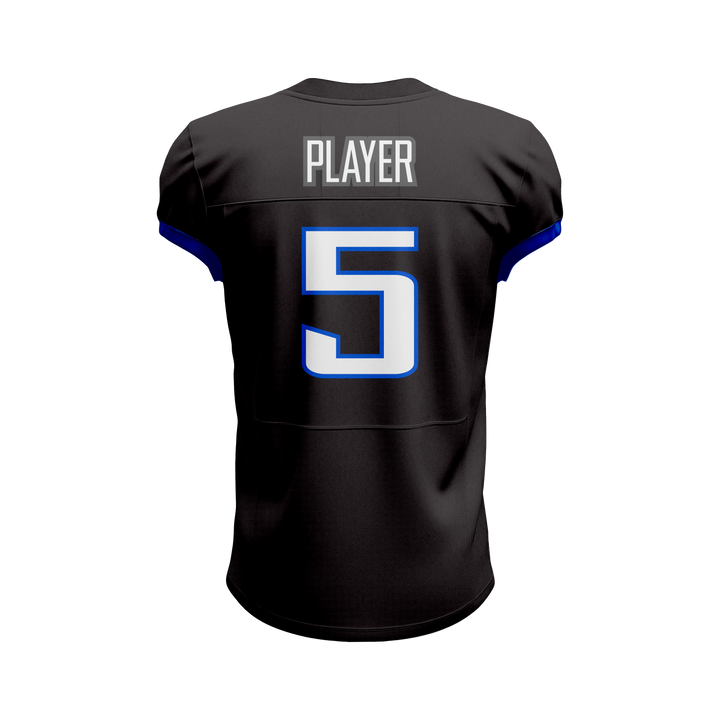 Custom Black, Blue & White American Football Jersey