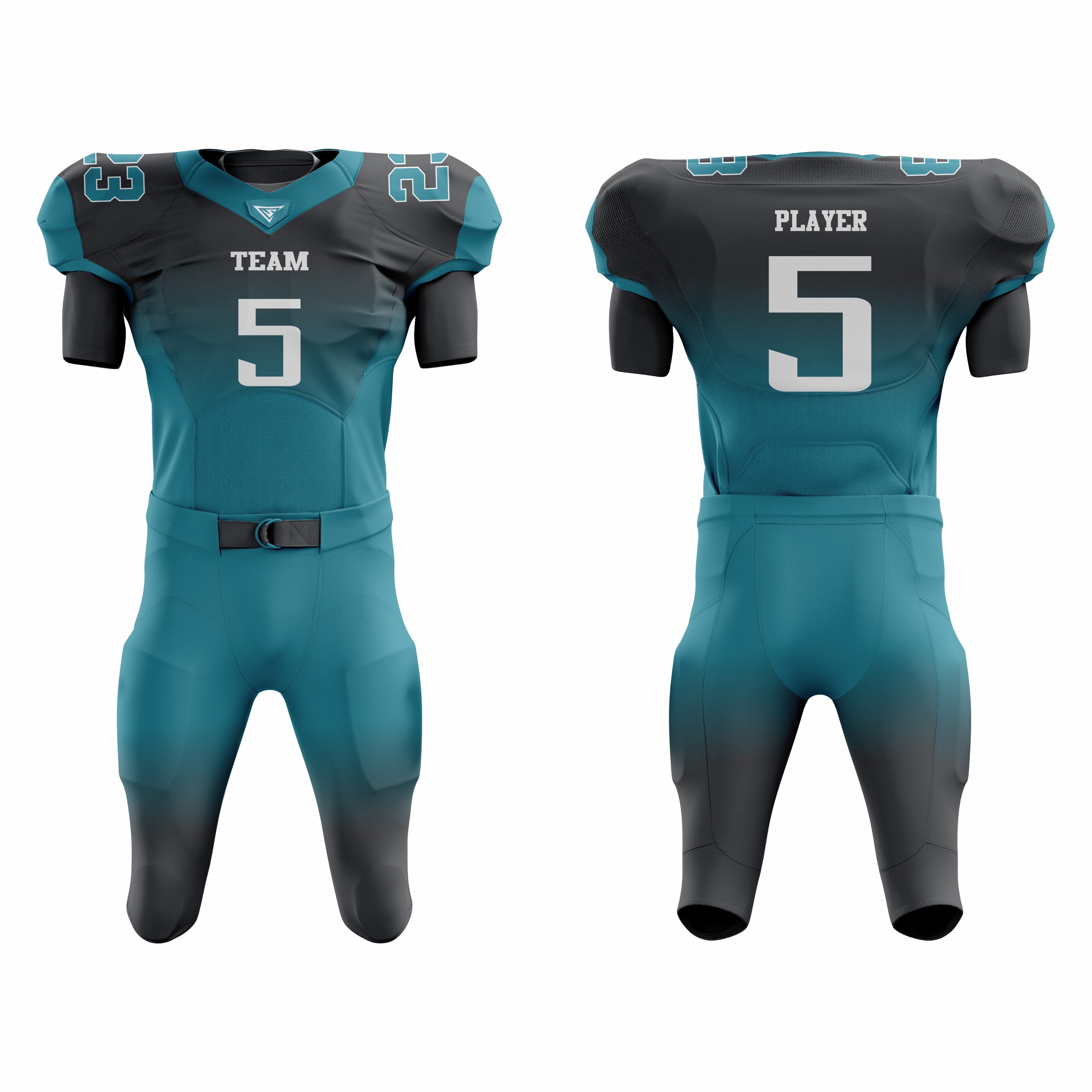 CUSTOM BLACK TEAL AMERICAN FOOTBALL UNIFORM