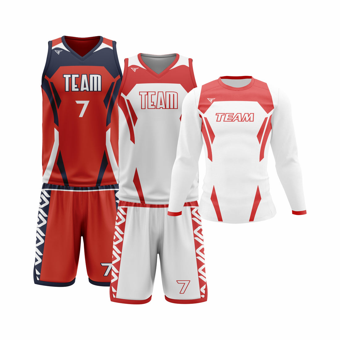Custom Red White Basketball Team Uniform Package - Pro