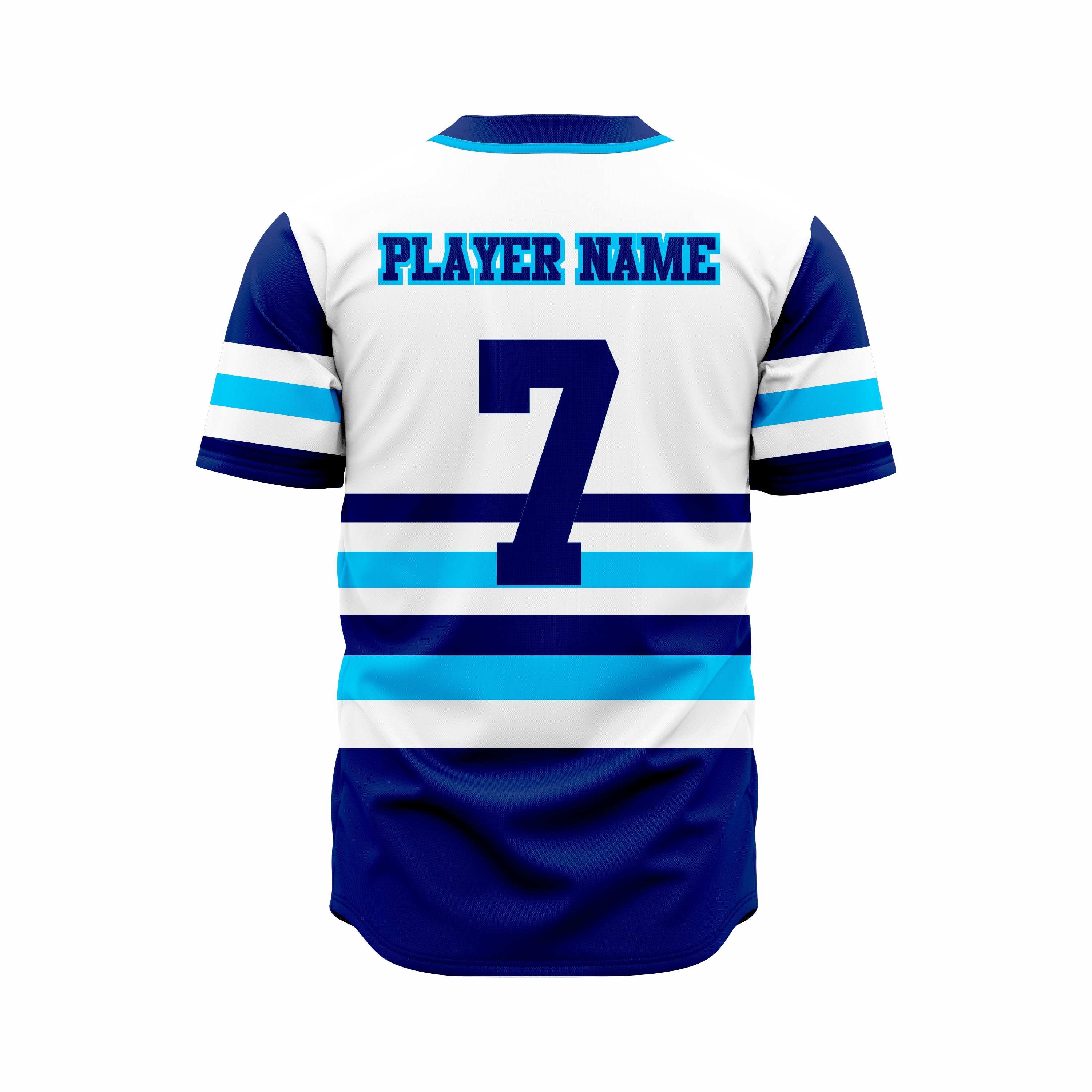Custom White, Dark Blue & Blue Authentic Softball full Buttons Jersey