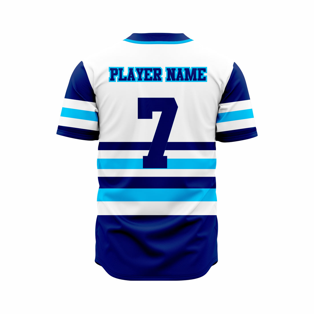 Custom White, Dark Blue & Blue Authentic Softball full Buttons Jersey