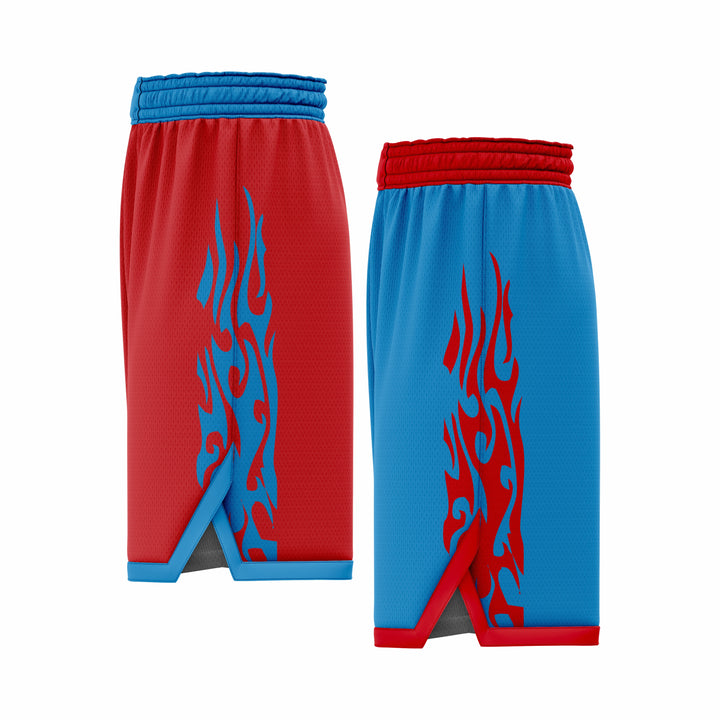 Custom Red & Blue Reversible Double Side Sublimation Basketball Short