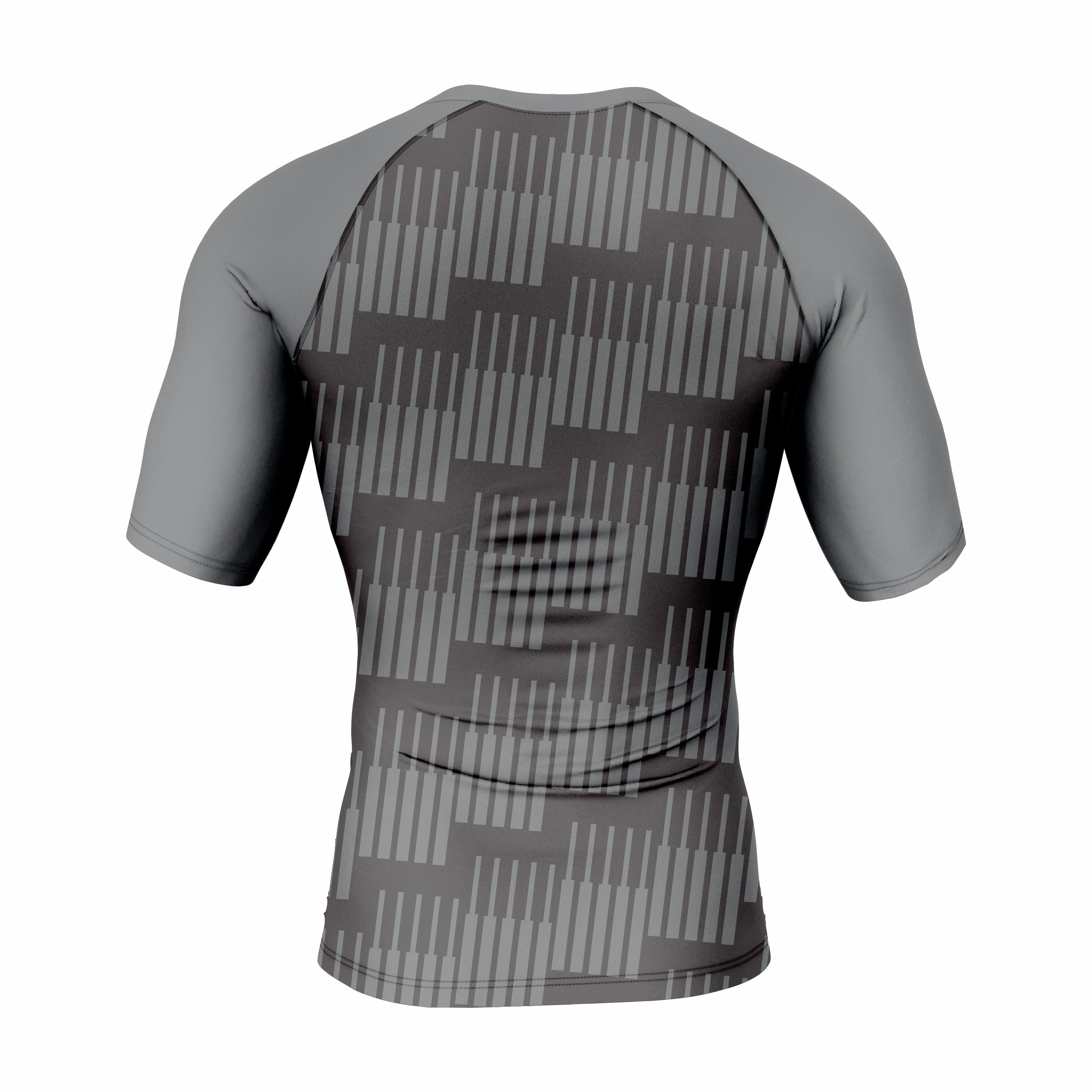 Custom Gray Black white Authentic Short Sleeve Compression Shirt
