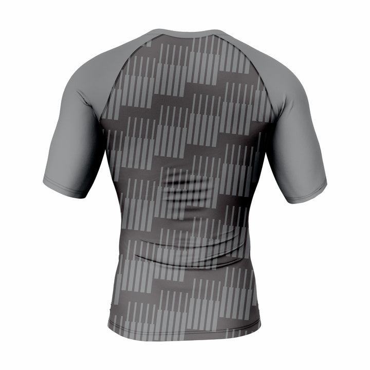 Custom Gray Black white Authentic Short Sleeve Compression Shirt