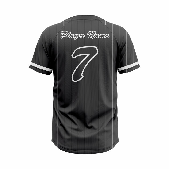 Custom Black & White Authentic Baseball two Buttons Jersey