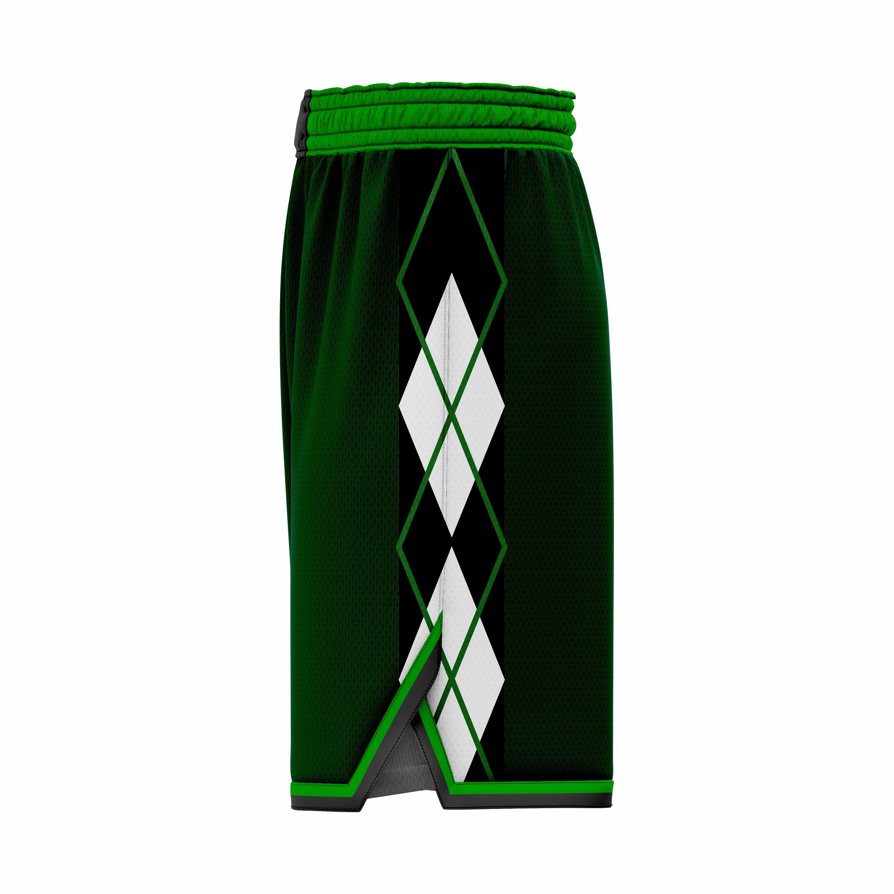 Custom Black, Green & White Authentic Basketball Shorts