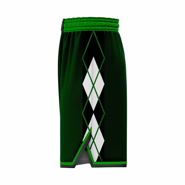 Custom Black, Green & White Authentic Basketball Shorts