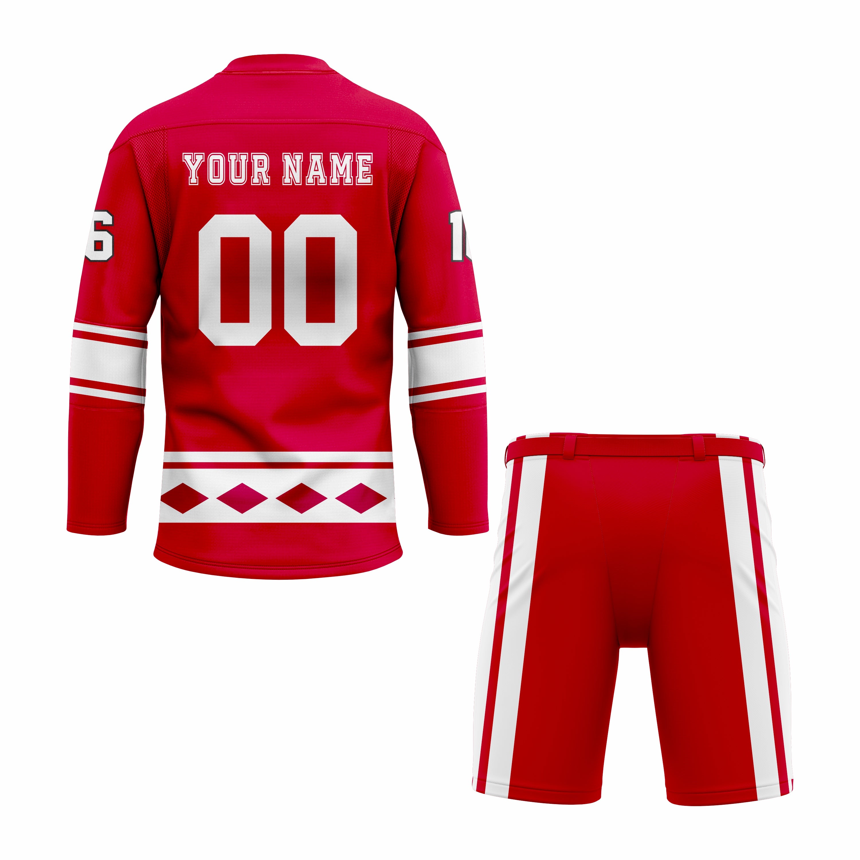 CUSTOM WHITE RED HOCKEY UNIFORM