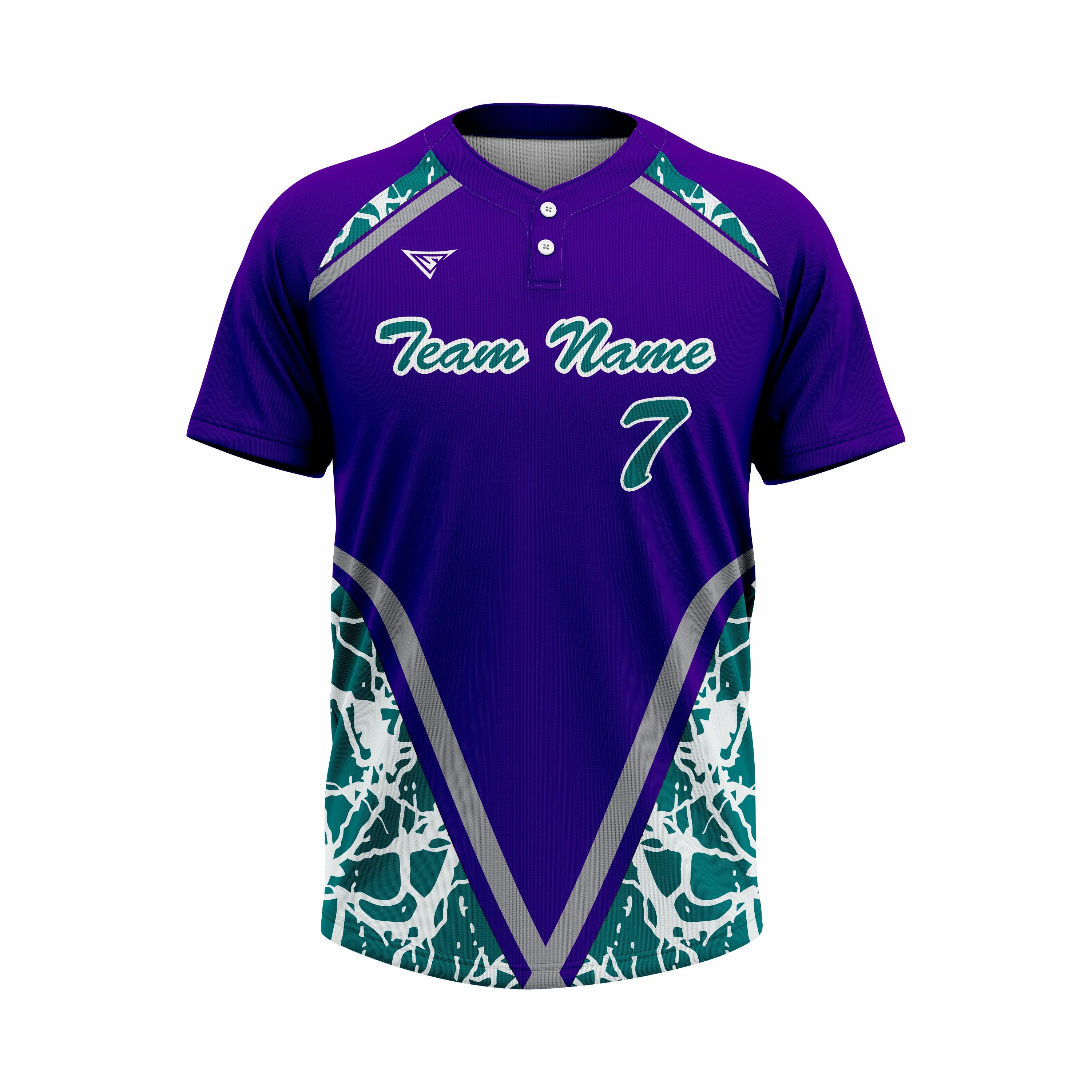 Custom Dark Blue, Green & White Authentic Baseball two Buttons Jersey