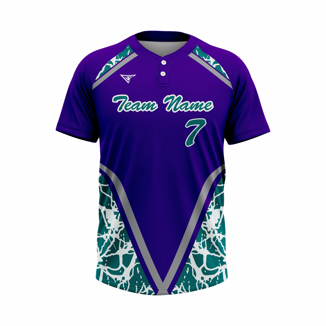 Custom Dark Blue, Green & White Authentic Baseball two Buttons Jersey