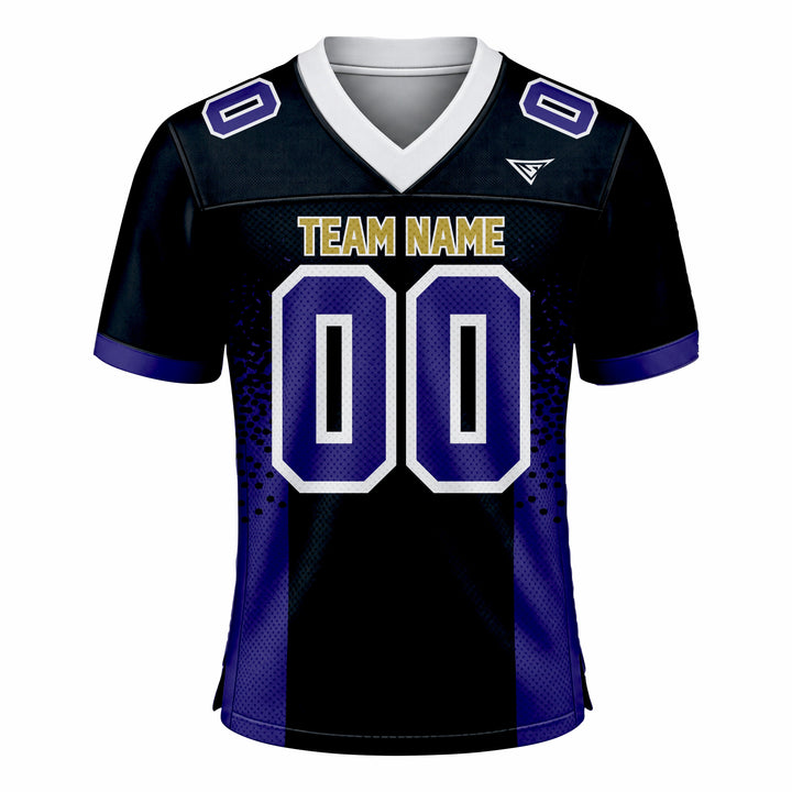 Custom Black & Blue American Football Fan Jersey