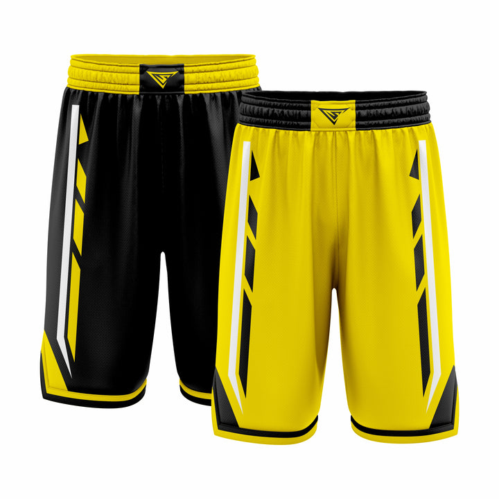 Custom Black & Yellow Reversible Double Side Sublimation Basketball Short