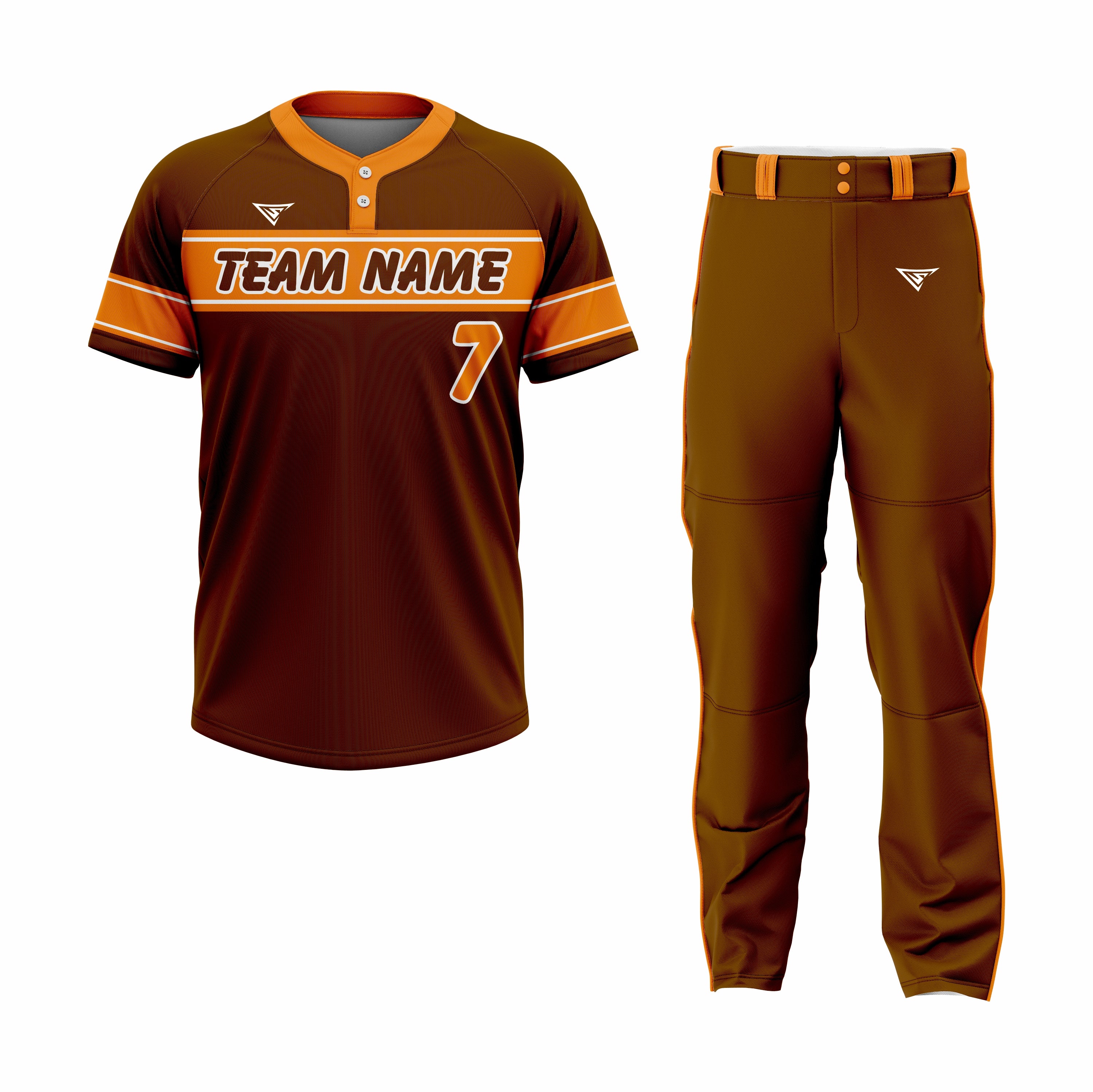 Custom Brown & Orange Authentic Softball Uniform
