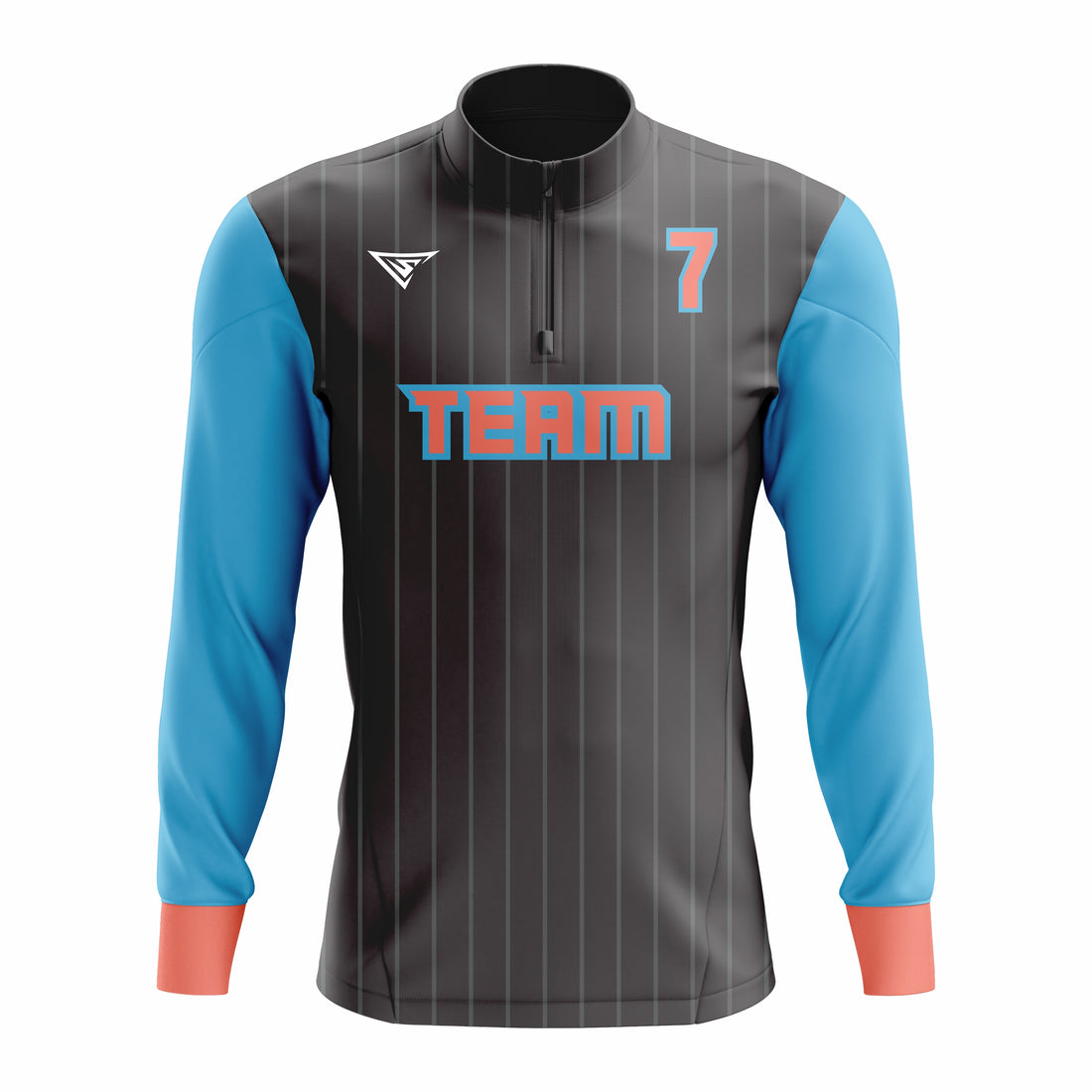 Custom Black, Cyan & Red ¼ ZIP LONG SLEEVE WARM UP SOFTBALL JACKET