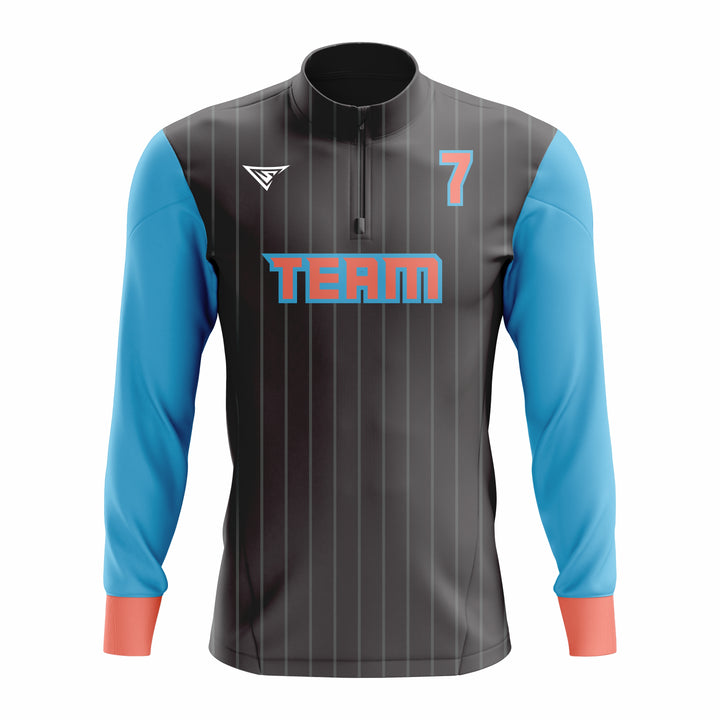 Custom Black, Cyan & Red ¼ ZIP LONG SLEEVE CAGE JACKET