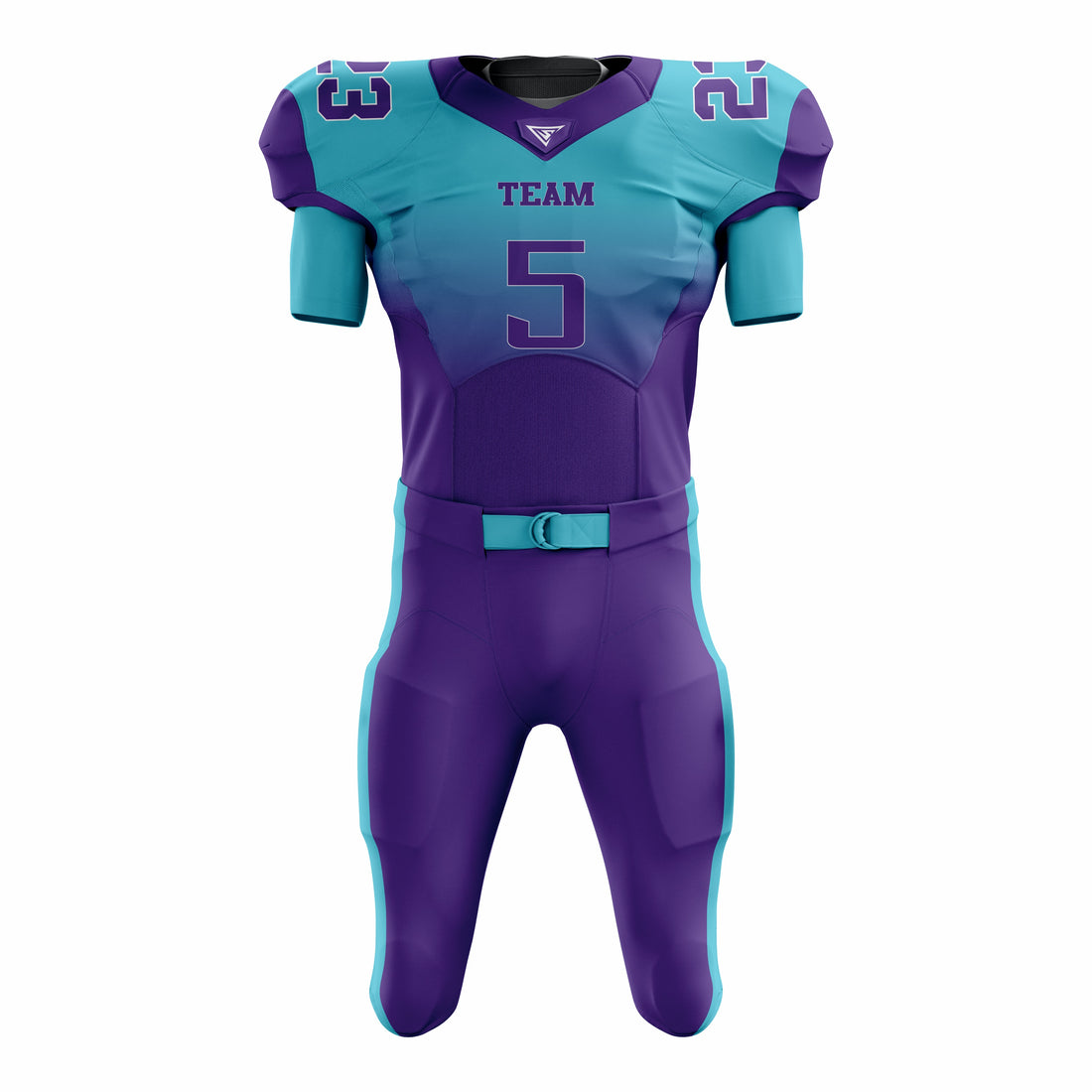 Custom Purple Blue American Football Uniforms with Integrated Pads