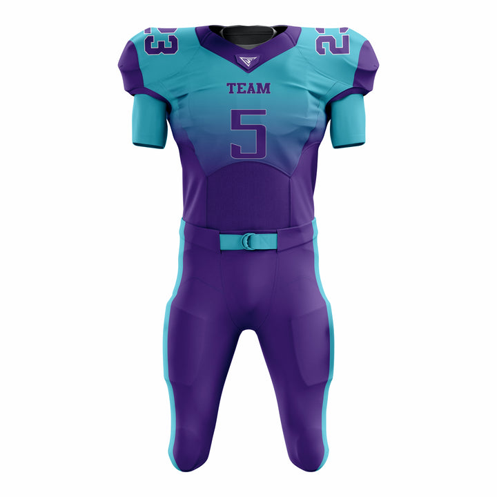 Custom Purple Blue American Football Uniforms with Integrated Pads