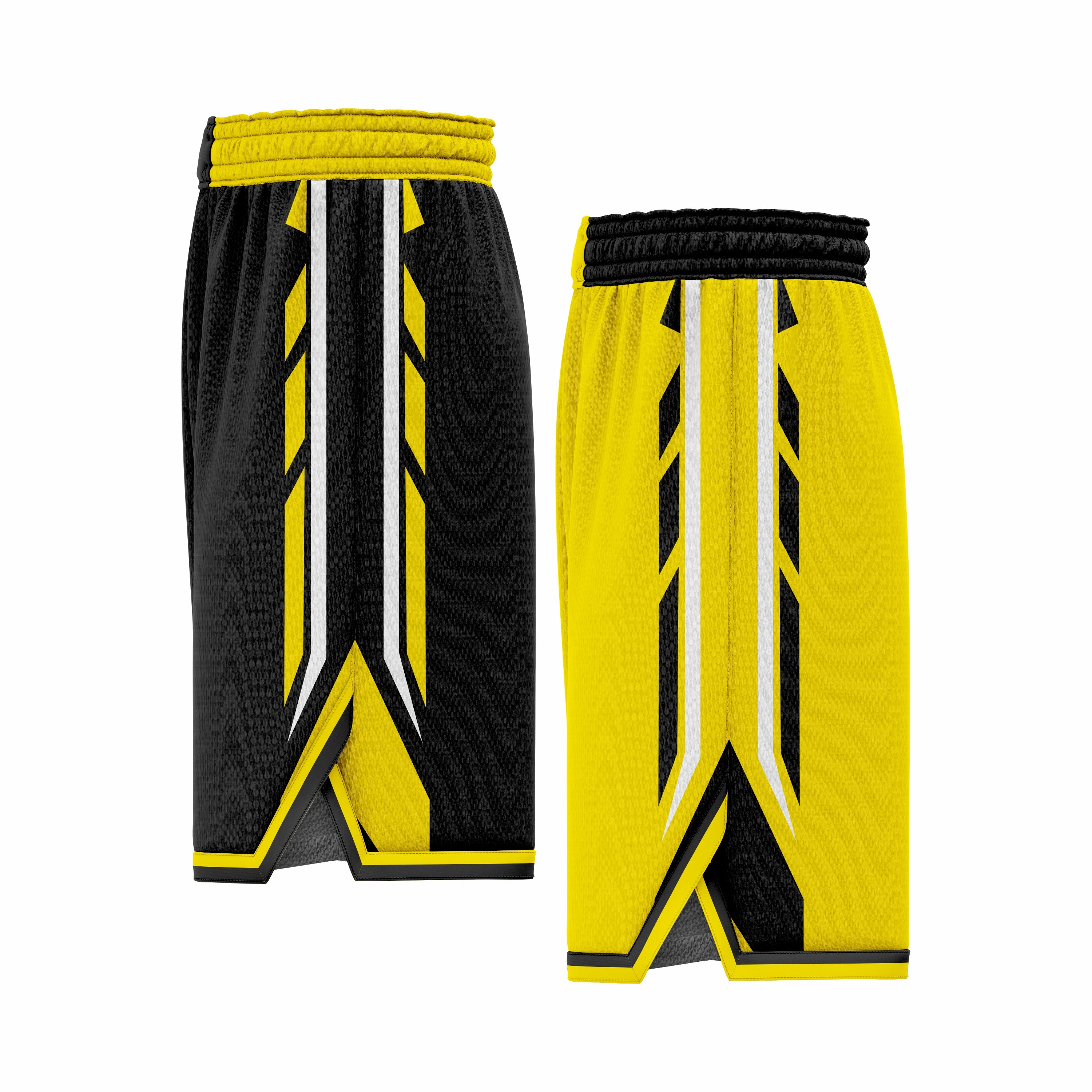 Custom Black & Yellow Reversible Double Side Sublimation Basketball Short