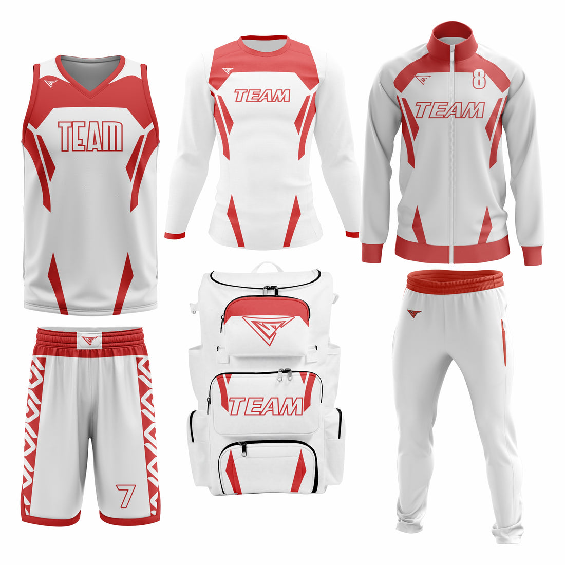 Custom Red White Basketball Team Uniform Package - All-Star