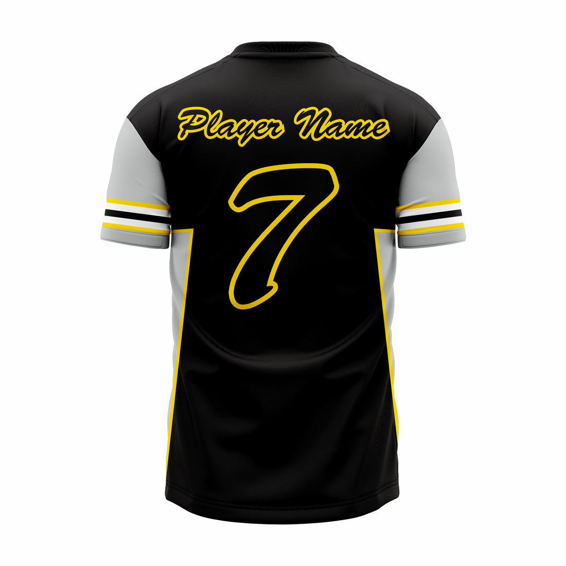 Custom Black, Grey & Yellow V-Neck Softball Jerseys