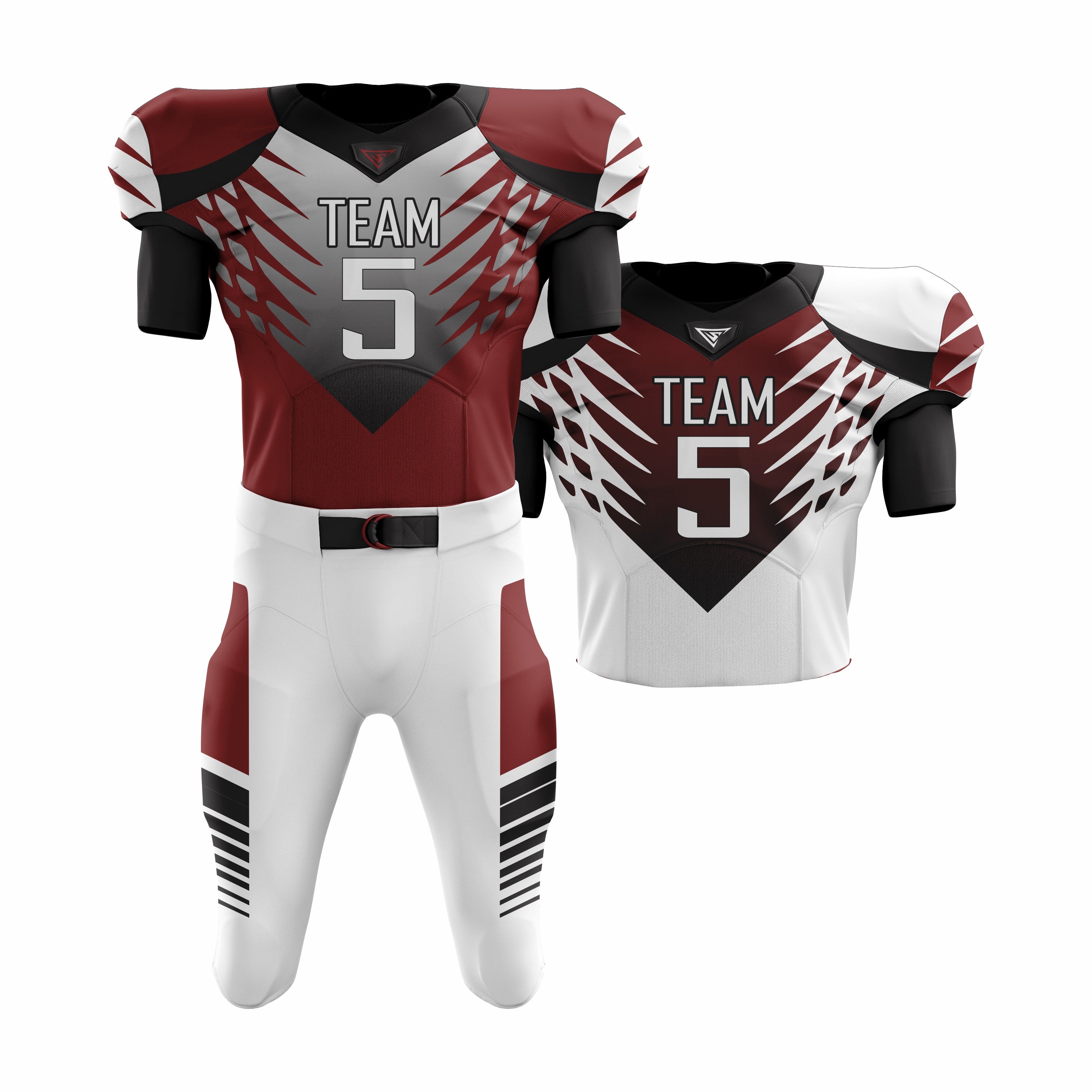 CUSTOM RED, WHITE & BLACK AMERICAN FOOTBALL TEAM UNIFORM PACKAGE PRO