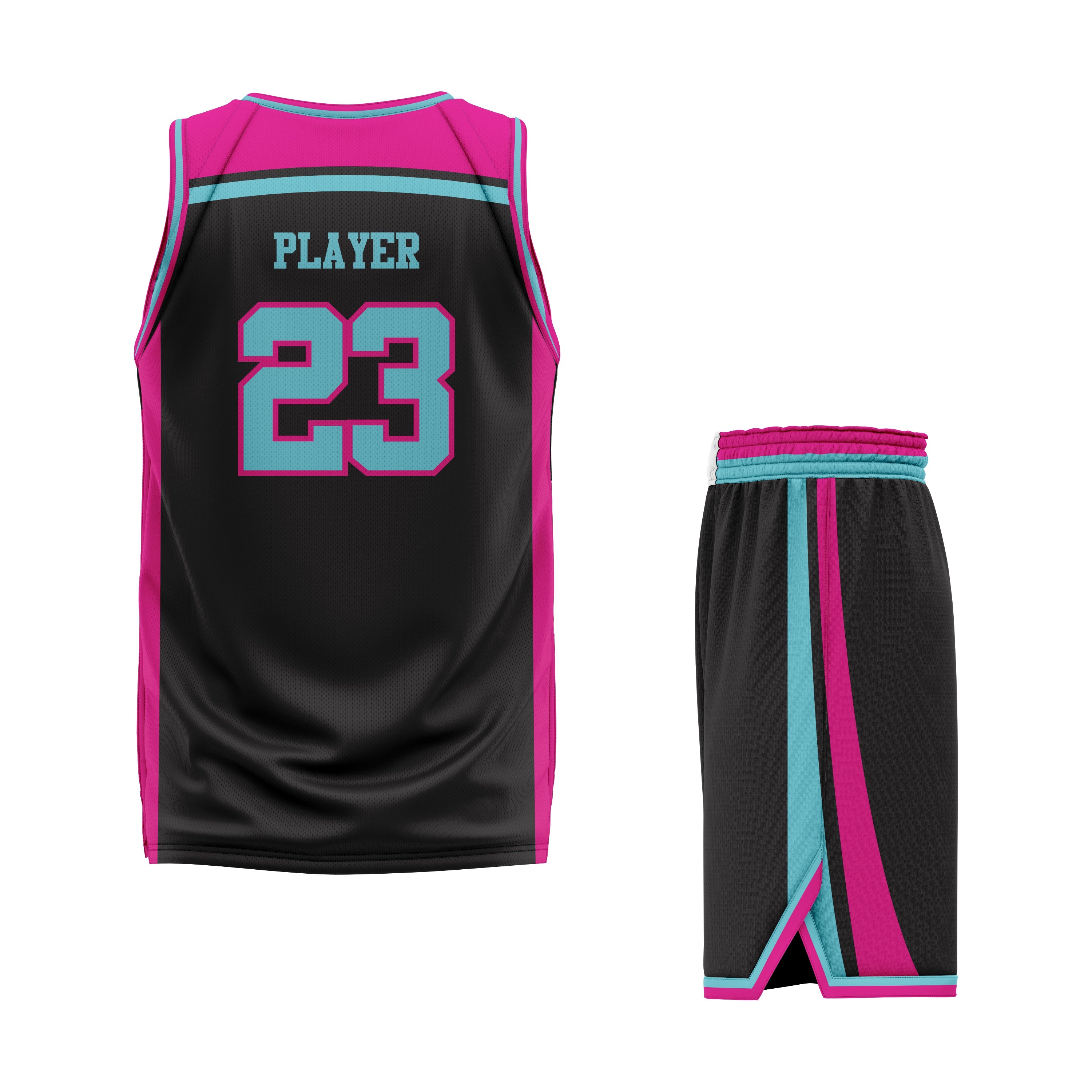 CUSTOM BLACK PURPLE CYAN BASKETBALL UNIFORM