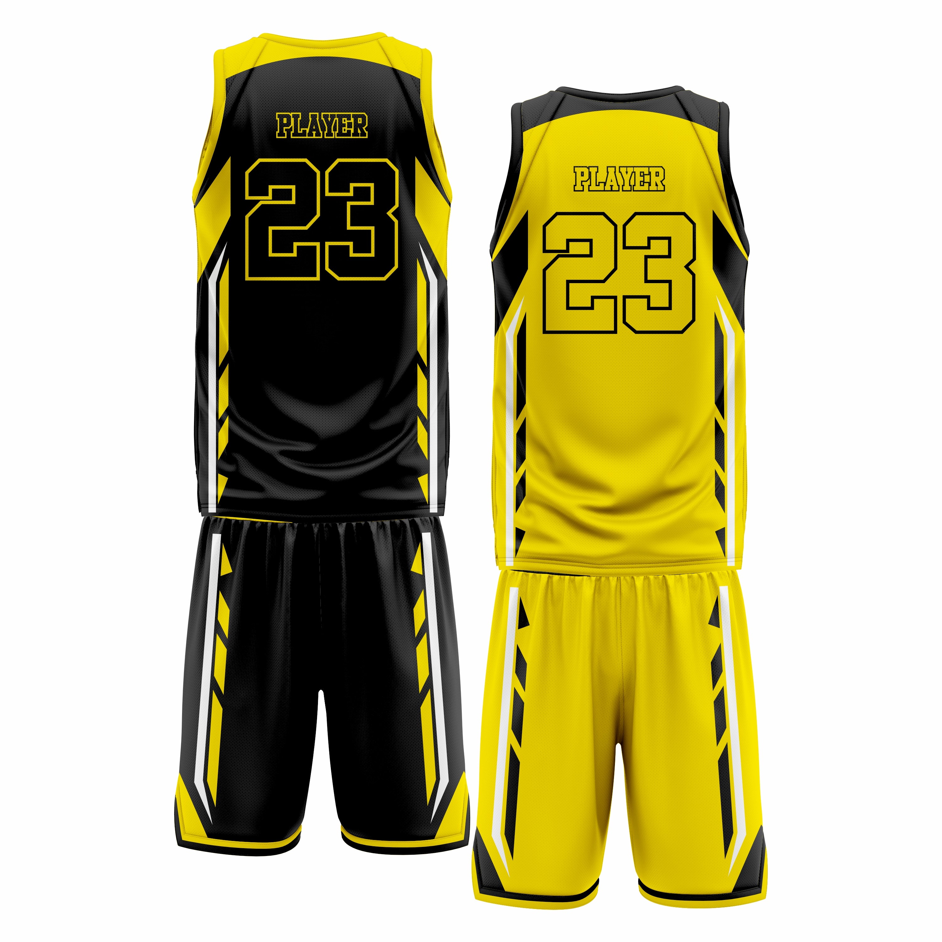 Custom Black Yellow Double Side Basketball Uniform Set | Sports Custom Uniform